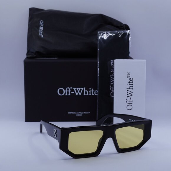 Off-White OERI13F VANCOUVER 1018 Geometric Sunglasses - Black/Yellow - Picture 1 of 12